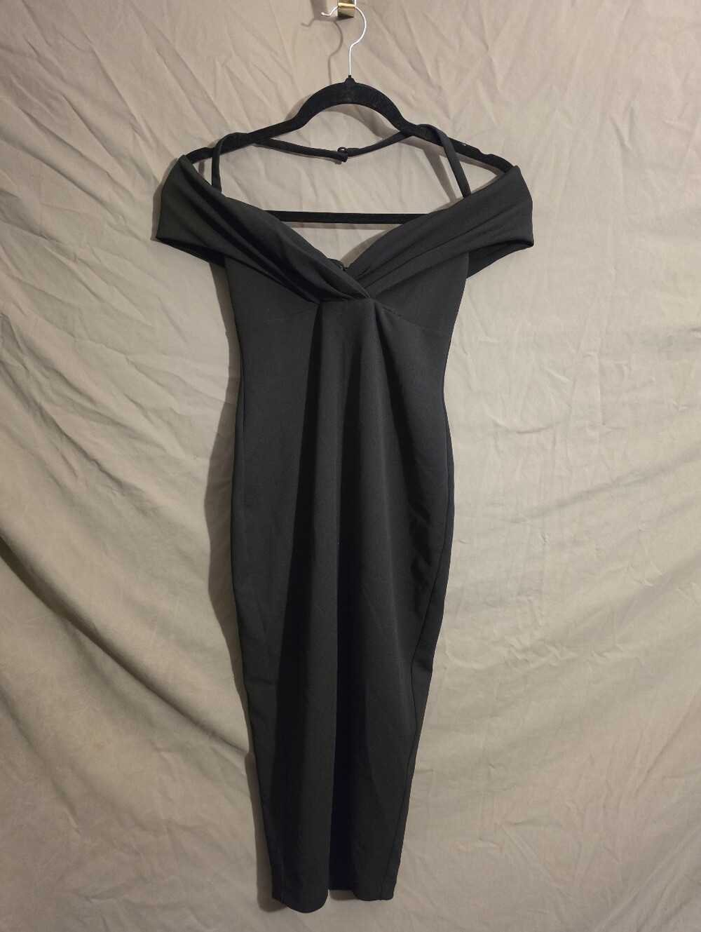 NWT Nookie Black Athena One-Shoulder Foldover Neck Midi Dress Size Size XS